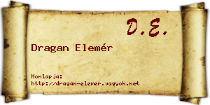 Dragan Elemér névjegykártya